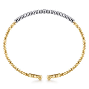 14K White-Yellow Gold Bujukan Diamond Cuff Bracelet