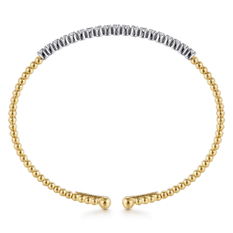 14K White-Yellow Gold Bujukan Diamond Cuff Bracelet