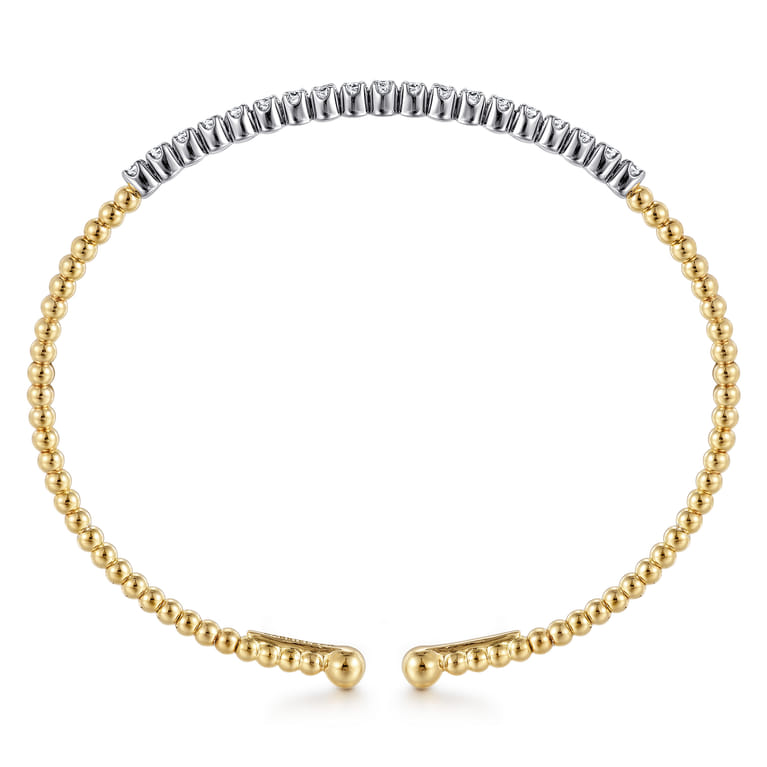14K White-Yellow Gold Bujukan Diamond Cuff Bracelet - 0.35 ct - Shot 3