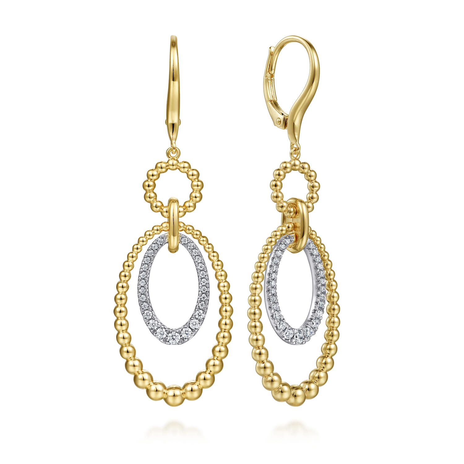 14K White Yellow Gold Bujukan Diamond Drop Earrings - 0.35 ct - Shot 1