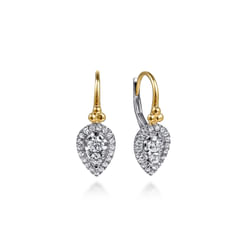 14K White & Yellow Gold Bujukan Diamond Drop Earrings