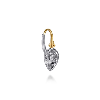 14K White  Yellow Gold Bujukan Diamond Drop Earrings