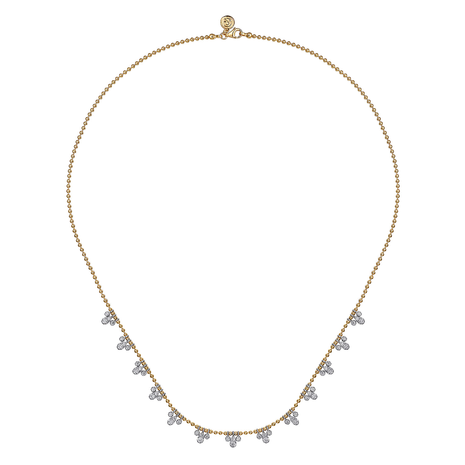 14K White  Yellow Gold Bujukan Diamond Droplet Necklace - 1 ct - Shot 2