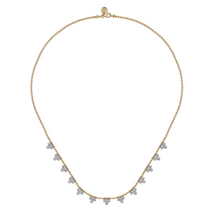 14K White  Yellow Gold Bujukan Diamond Droplet Necklace
