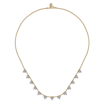 14K White  Yellow Gold Bujukan Diamond Droplet Necklace