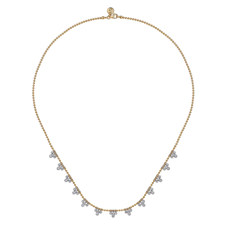 14K White  Yellow Gold Bujukan Diamond Droplet Necklace - 1 ct - Shot 2