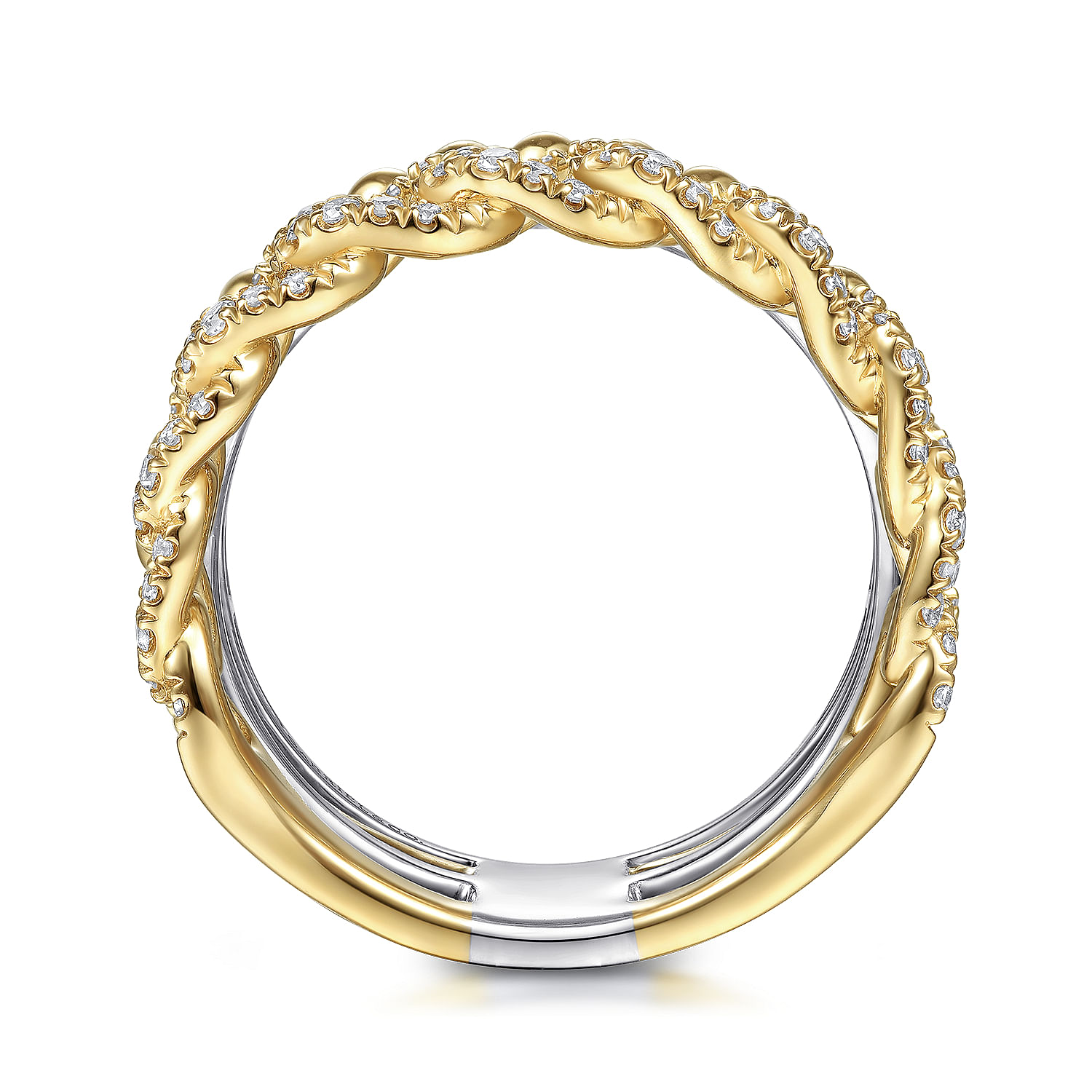 14K White-Yellow Gold Bujukan Diamond Easy Stackable Ring