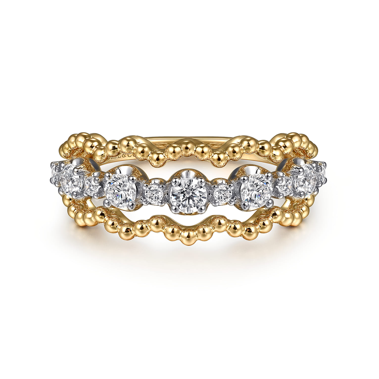 14K White Yellow Gold Bujukan Diamond Fashion Ring - 0.5 ct - Shot 1