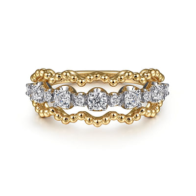 14K White Yellow Gold Bujukan Diamond Fashion Ring