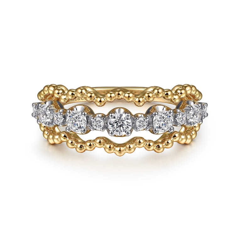 14K White Yellow Gold Bujukan Diamond Fashion Ring - 0.5 ct - Shot 1