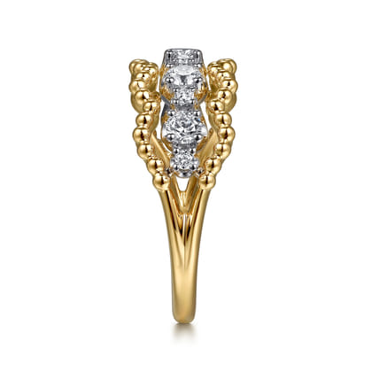 14K White Yellow Gold Bujukan Diamond Fashion Ring