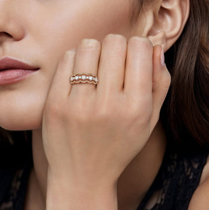 14K White Yellow Gold Bujukan Diamond Fashion Ring