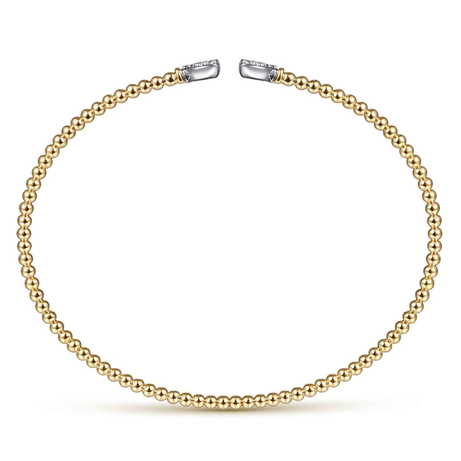 14K White-Yellow Gold Bujukan Diamond Hearts Split Bangle - 0.17 ct - Shot 3