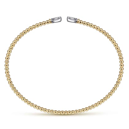 14K White-Yellow Gold Bujukan Diamond Hearts Split Bangle