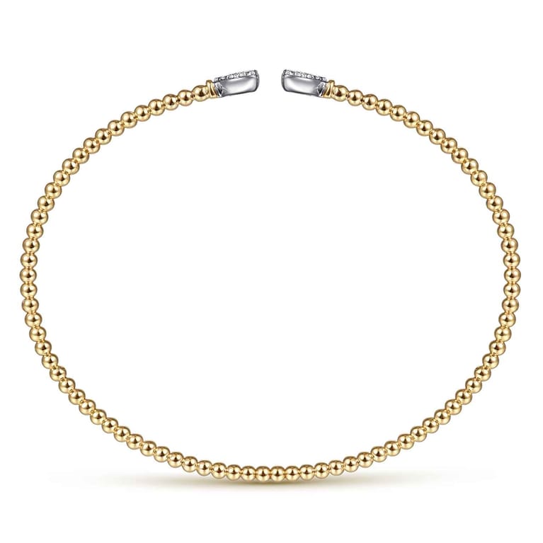 14K White-Yellow Gold Bujukan Diamond Hearts Split Bangle - 0.17 ct - Shot 3