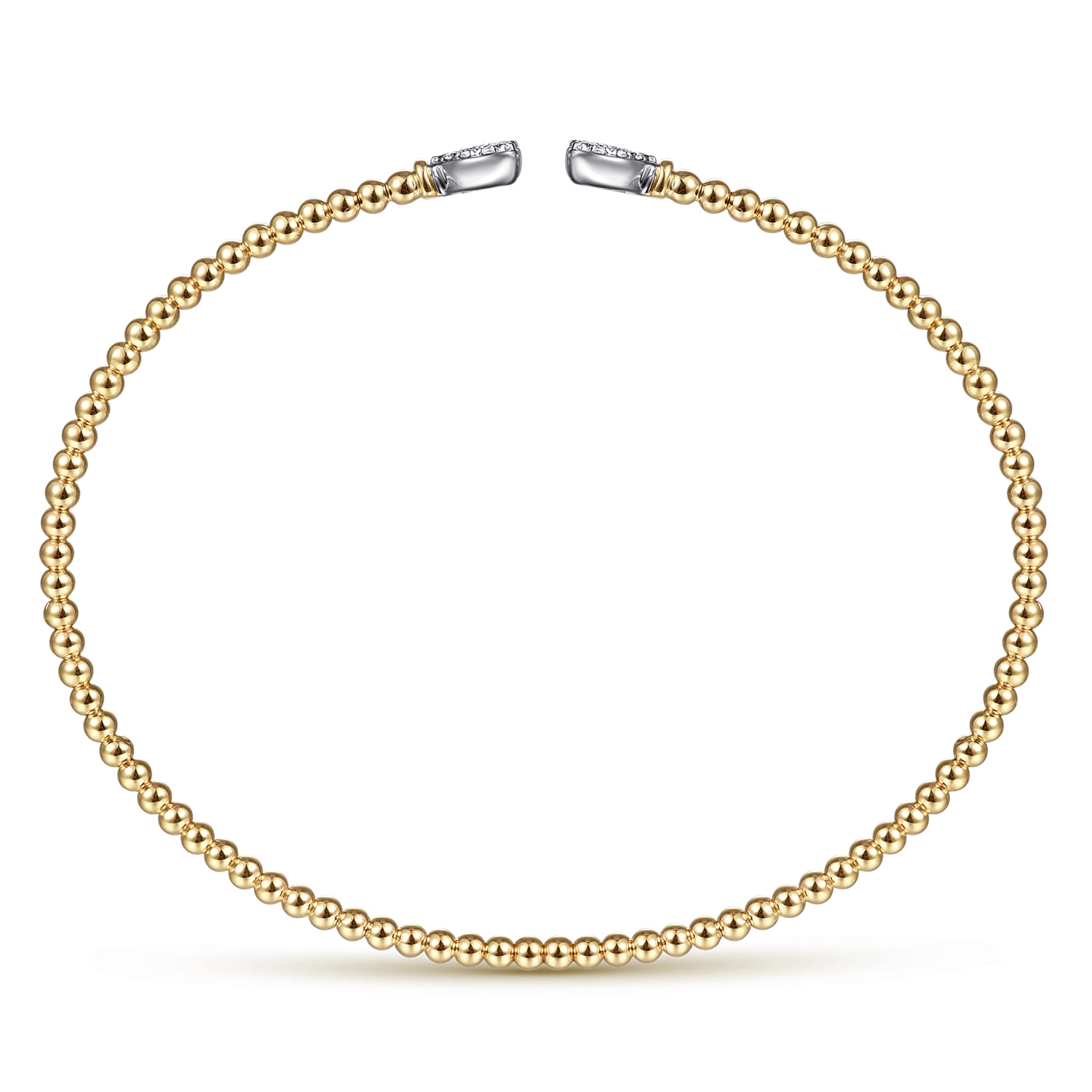 14K White-Yellow Gold Bujukan Diamond Hearts Split Bangle - 0.19 ct - Shot 3