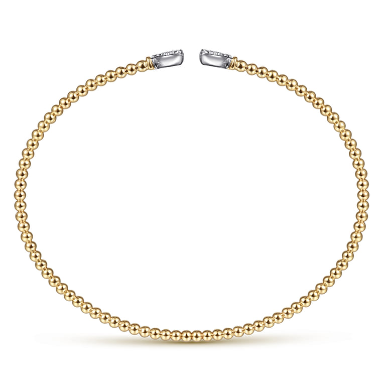 14K White-Yellow Gold Bujukan Diamond Hearts Split Bangle - 0.19 ct - Shot 3
