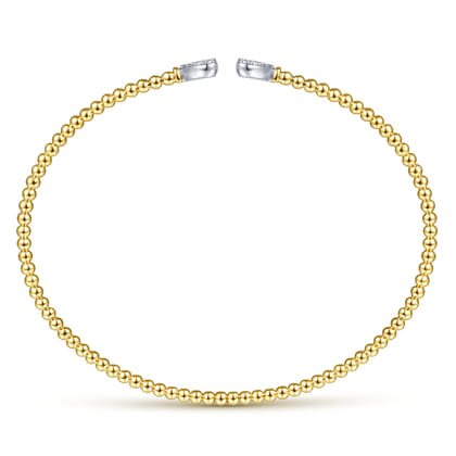 14K White-Yellow Gold Bujukan Diamond Hearts Split Bangle