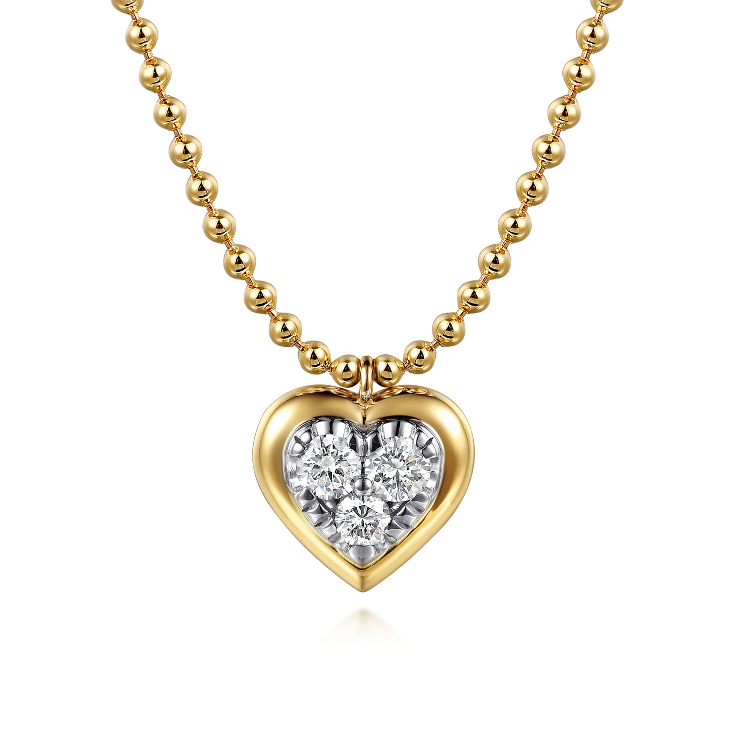 14K White Yellow Gold Bujukan Diamond Illusion Heart Pendant Necklace - 0.45 ct - Shot 1