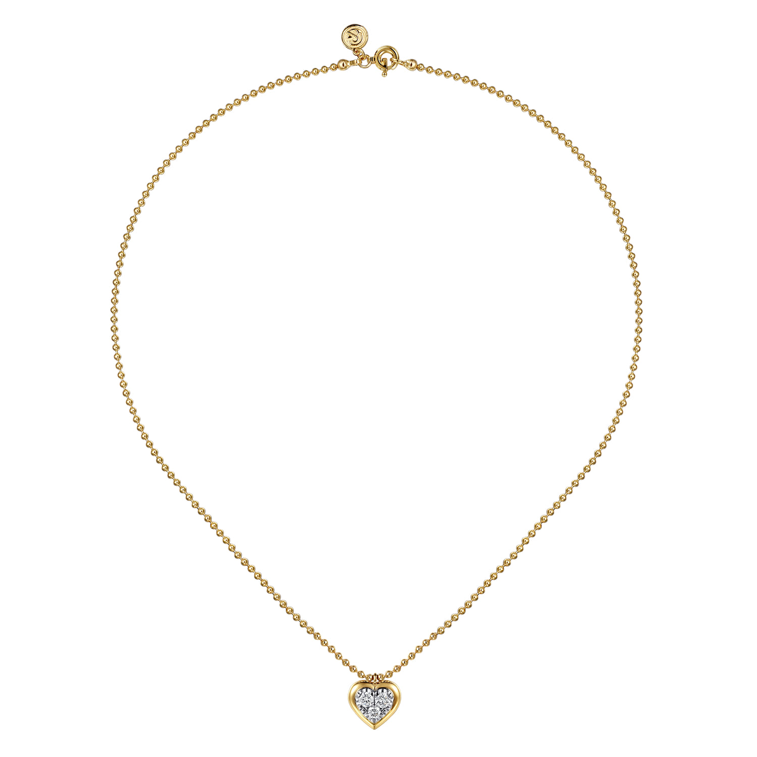 14K White Yellow Gold Bujukan Diamond Illusion Heart Pendant Necklace - 0.45 ct - Shot 2