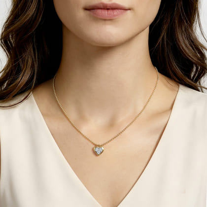 14K White Yellow Gold Bujukan Diamond Illusion Heart Pendant Necklace
