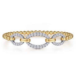 14K White  Yellow Gold Bujukan Diamond Link Split Bangle Bracelet