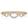 14K White  Yellow Gold Bujukan Diamond Link Split Bangle Bracelet - 1.2 ct