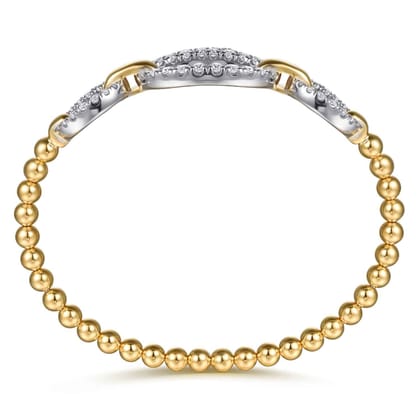 14K White  Yellow Gold Bujukan Diamond Link Split Bangle Bracelet