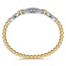 14K White  Yellow Gold Bujukan Diamond Link Split Bangle Bracelet - 1.2 ct