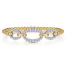 14K White  Yellow Gold Bujukan Diamond Link Split Bangle Bracelet - 1.2 ct