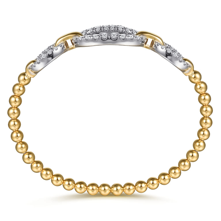 14K White  Yellow Gold Bujukan Diamond Link Split Bangle Bracelet - 1.2 ct - Shot 3