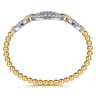 14K White  Yellow Gold Bujukan Diamond Link Split Bangle Bracelet - 1.2 ct
