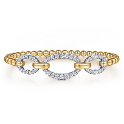 14K White  Yellow Gold Bujukan Diamond Link Split Bangle Bracelet