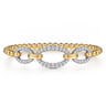 14K White  Yellow Gold Bujukan Diamond Link Split Bangle Bracelet - 1.21 ct