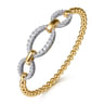 14K White  Yellow Gold Bujukan Diamond Link Split Bangle Bracelet - 1.21 ct