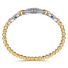 14K White  Yellow Gold Bujukan Diamond Link Split Bangle Bracelet - 1.21 ct