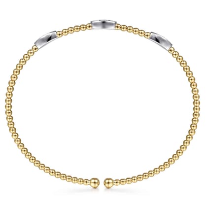 14K White-Yellow Gold Bujukan Diamond Marquise Stations Bangle