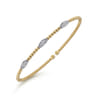 14K White-Yellow Gold Bujukan Diamond Marquise Stations Bangle - 0.16 ct
