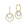 14K White-Yellow Gold Bujukan Diamond Open Circle Huggie Drop Earrings - 0.24 ct