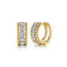 14K White Yellow Gold Bujukan Diamond Pave Huggie Earrings - 0.5 ct