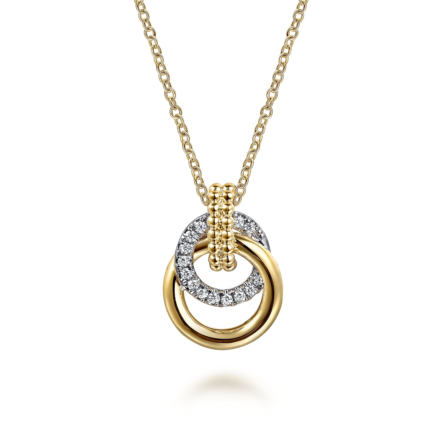 14K White   Yellow Gold Bujukan Diamond Pendant Necklace