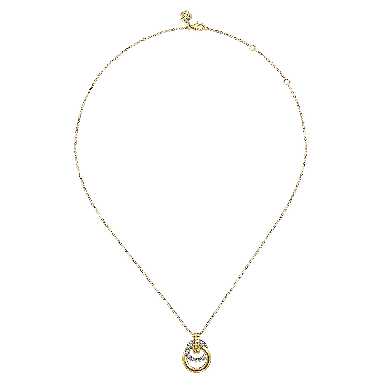 14K White  Yellow Gold Bujukan Diamond Pendant Necklace