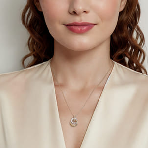 14K White  Yellow Gold Bujukan Diamond Pendant Necklace