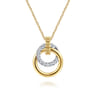 14K White  Yellow Gold Bujukan Diamond Pendant Necklace - 0.6 ct