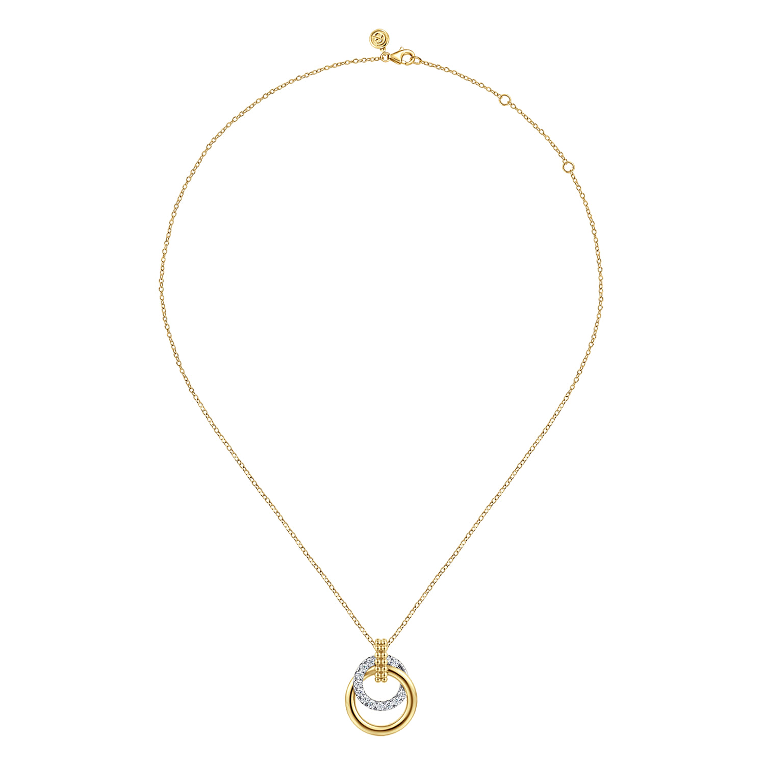 14K White  Yellow Gold Bujukan Diamond Pendant Necklace - 0.6 ct - Shot 2