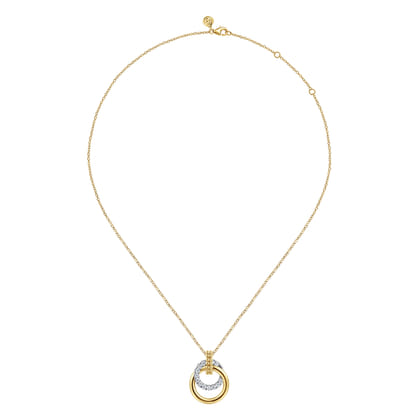 14K White  Yellow Gold Bujukan Diamond Pendant Necklace