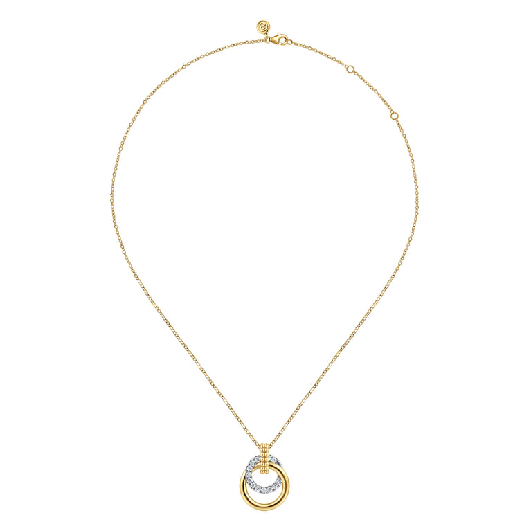 14K White  Yellow Gold Bujukan Diamond Pendant Necklace - 0.6 ct - Shot 2