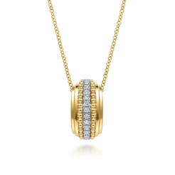 14K White  Yellow Gold Bujukan Diamond Pendant Necklace