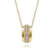 14K White  Yellow Gold Bujukan Diamond Pendant Necklace