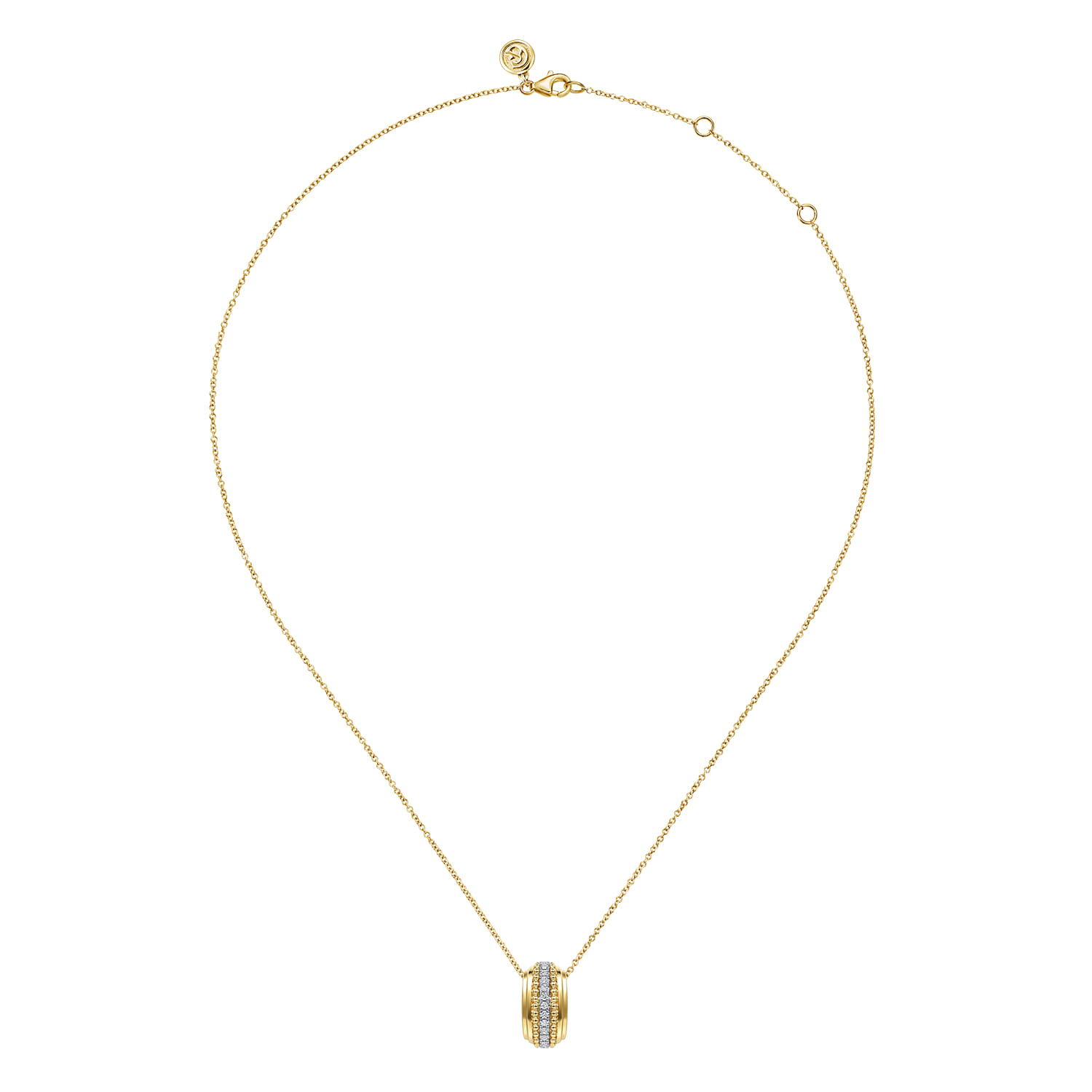 14K White  Yellow Gold Bujukan Diamond Pendant Necklace - 0.15 ct - Shot 3